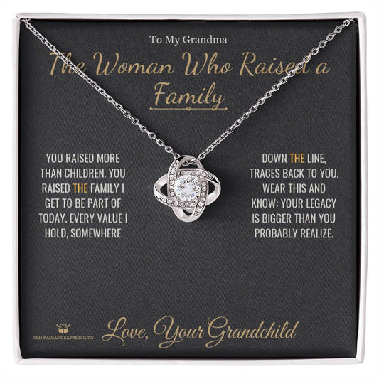 The Woman Who Raised a Family - Love Knot Necklace for Grandmother - personalized keepsake gift from SKH Radiant Expressions