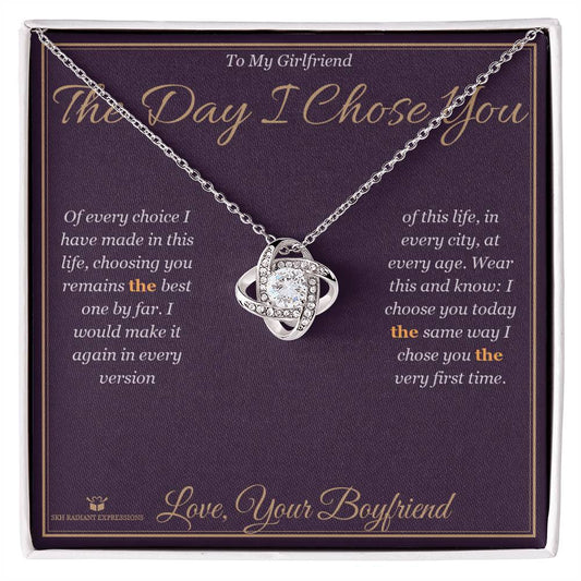 The Day I Chose You - Love Knot Necklace for Girlfriend - personalized keepsake gift from SKH Radiant Expressions