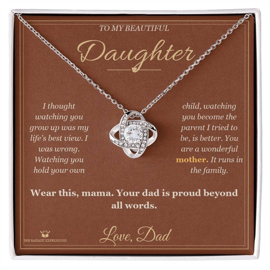 Watching You Become a Mother - Love Knot Necklace for Daughter - personalized keepsake gift from SKH Radiant Expressions