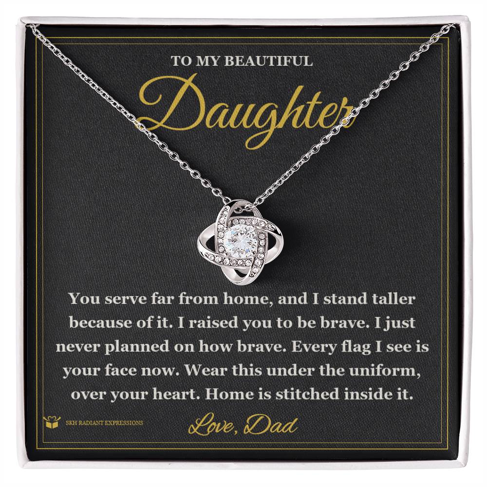 Far From Home, Never From Heart - Love Knot Necklace for Daughter