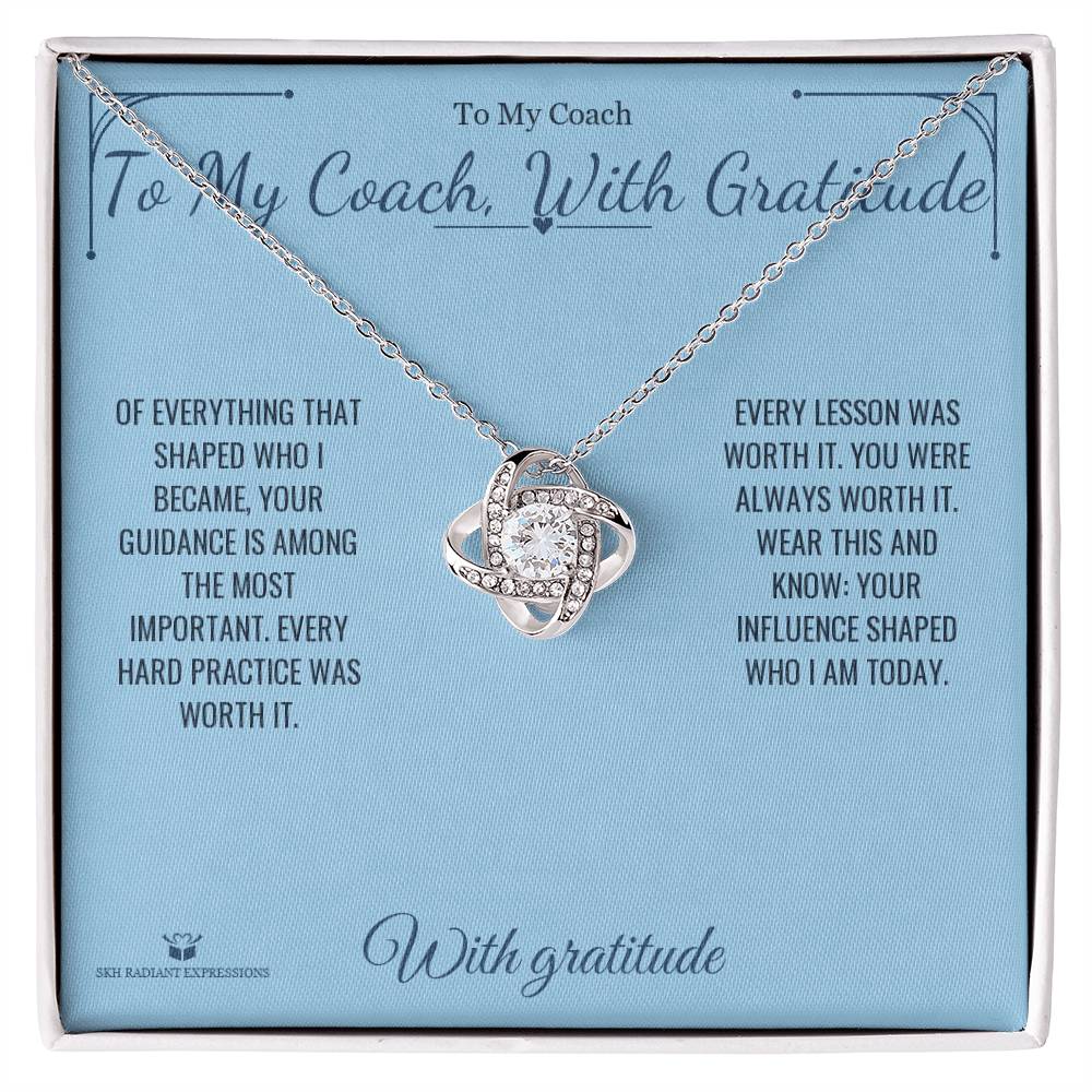 To My Coach, With Gratitude - Love Knot Necklace for Coach - personalized keepsake gift from SKH Radiant Expressions