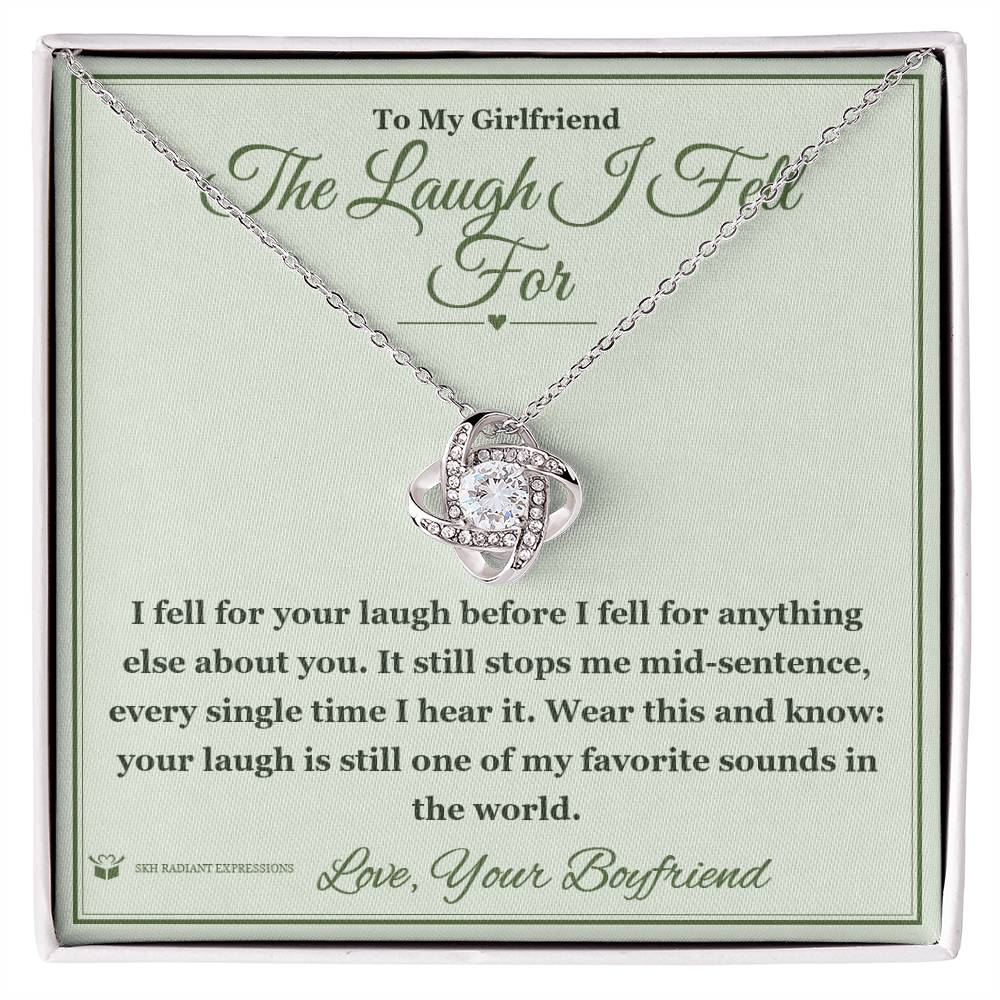 The Laugh I Fell For - Love Knot Necklace with Red Rose Box for Girlfriend