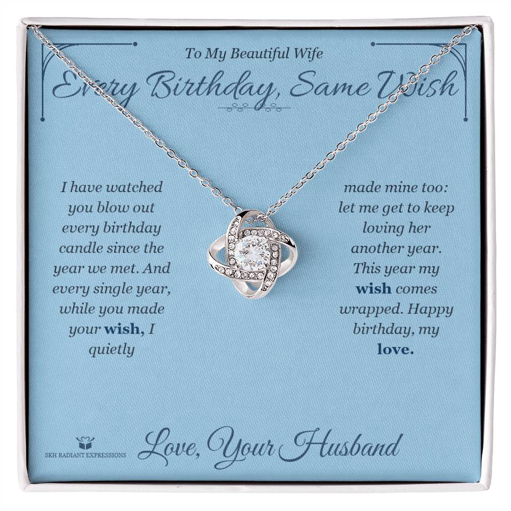 Every Birthday, Same Wish - Love Knot Necklace for Wife - personalized keepsake gift from SKH Radiant Expressions