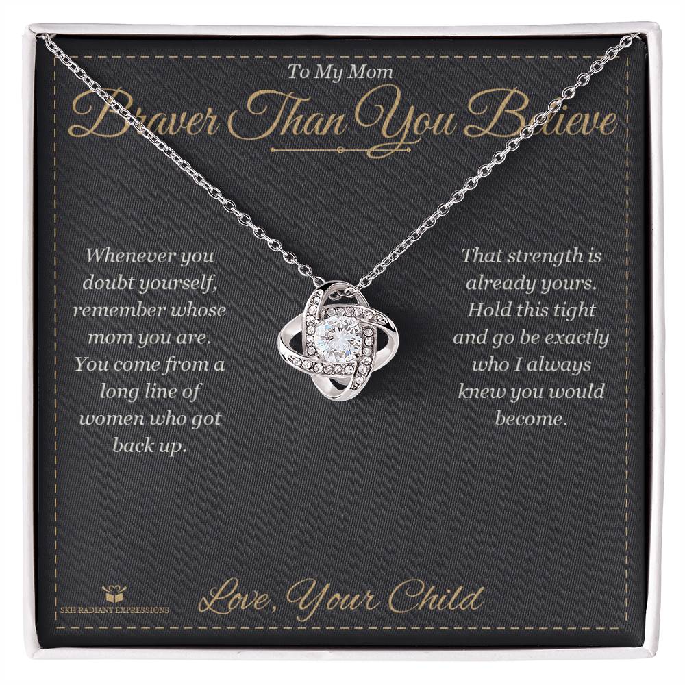 Thoughtful love knot necklace gift for mom