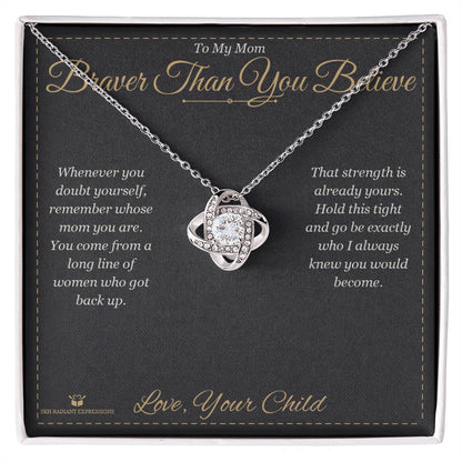 Thoughtful love knot necklace gift for mom