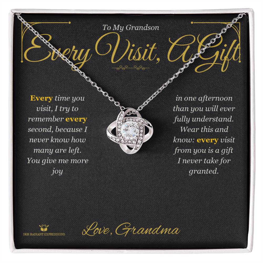 Every Visit, A Gift - Love Knot Necklace for Grandson