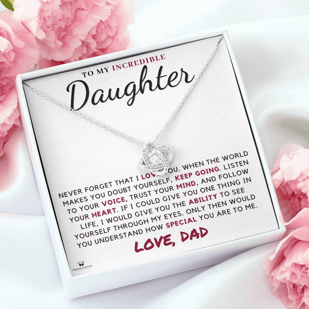 Believe in Yourself: A Father's Guidance for His Daughter - Love Knot Necklace