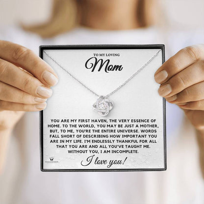 Engraved Love Knot Necklace with message for them
