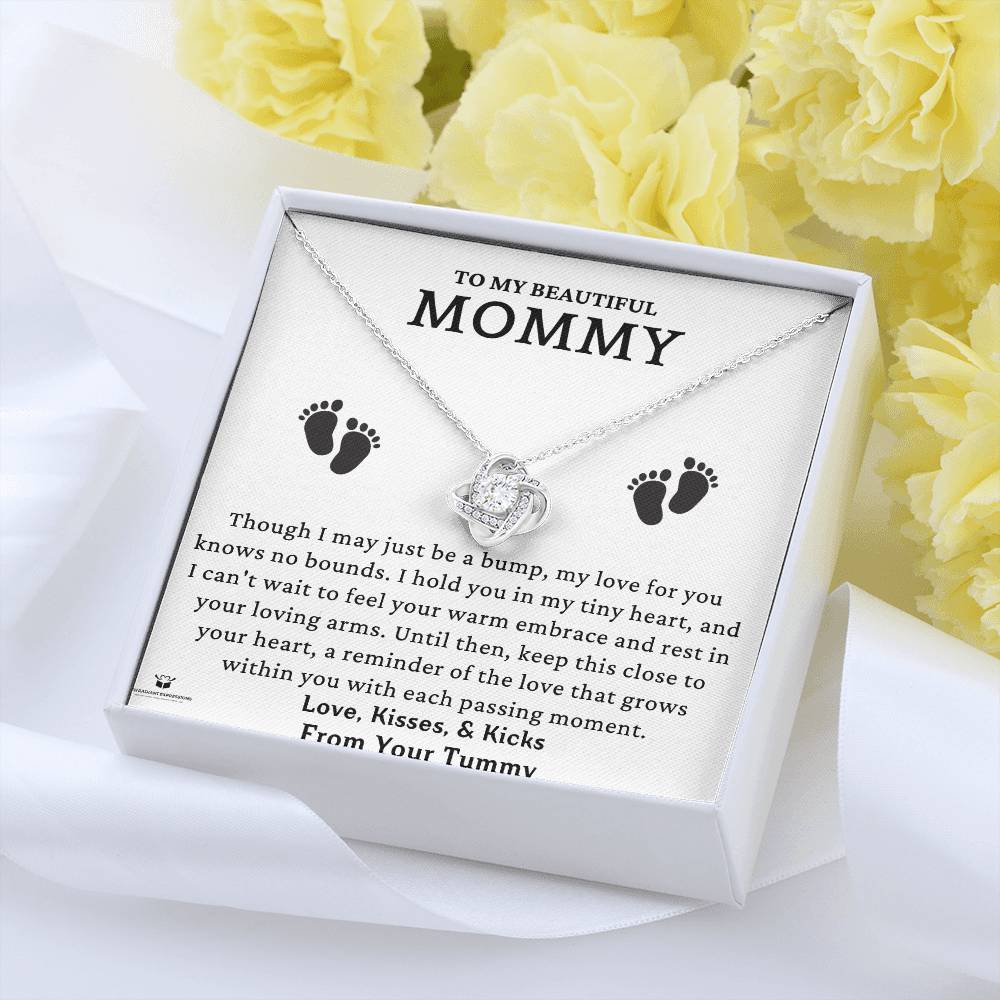 To My Beautiful Mommy - A Precious Message from Your Little One - Love Knot Necklace