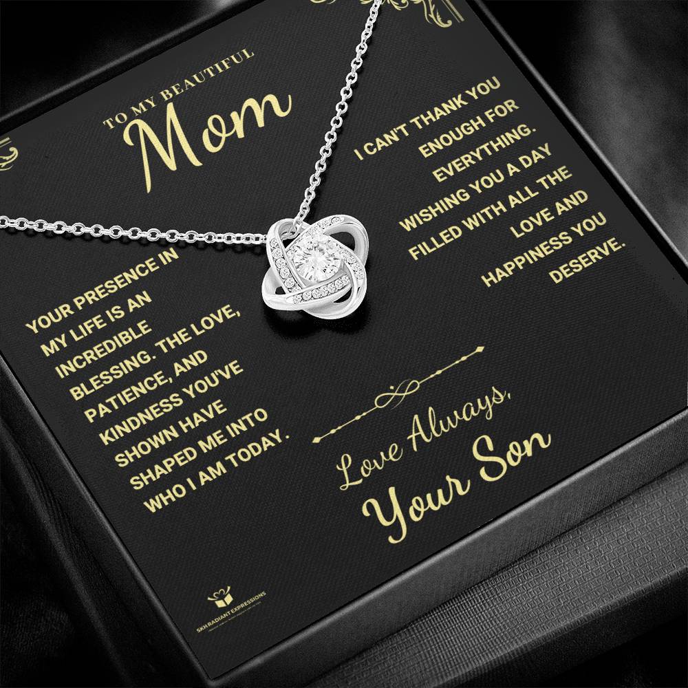 My Mom's Love: A Blessing Beyond Measure - Love Knot Necklace