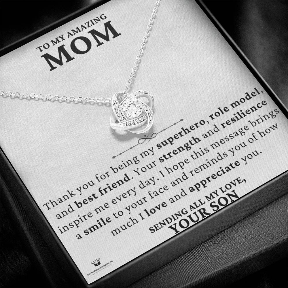 A Son's Loving Message to His Superhero Mom - Love Knot Neckalce