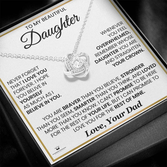 To My Beautiful Daughter – Never Forget Dad Loves You - Love Knot Necklace