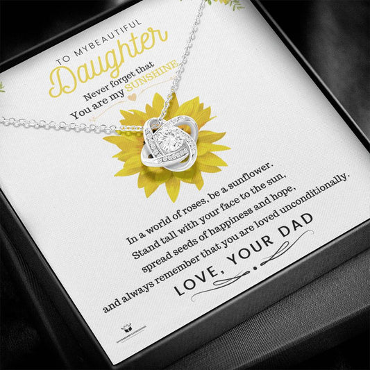 To My Beautiful Daughter - You Are My Sunshine - Love Knot Necklace