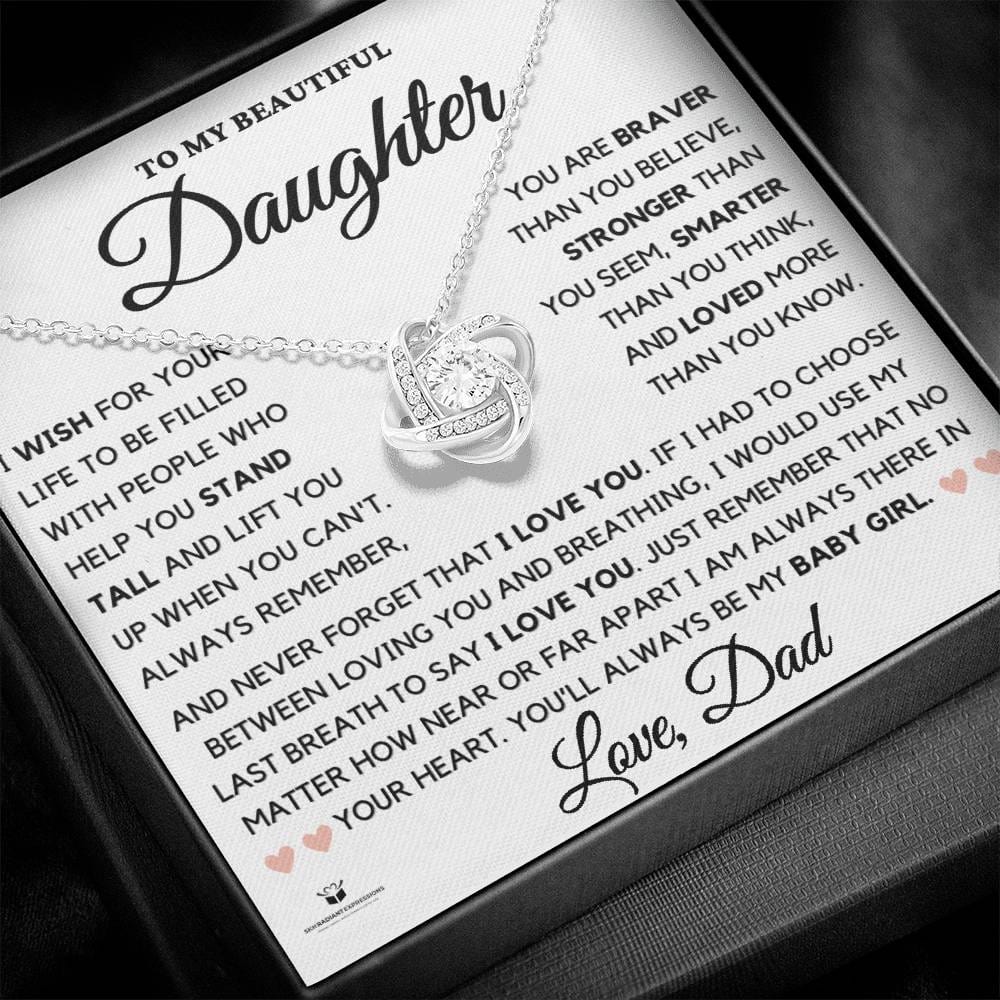 To My Daughter: You'll Always Be My Baby Girl – A Father's Eternal Love | Love Knot Necklace