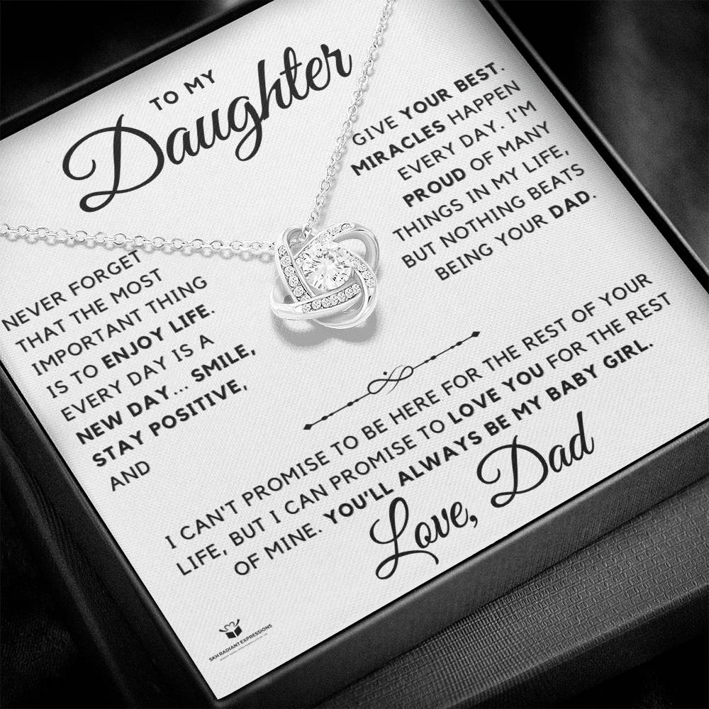 To My Daughter - Forever My Baby Girl - Love Knot Necklace