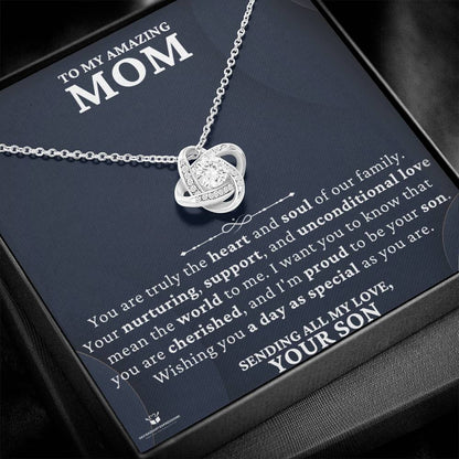 Engraved Love Knot Necklace with message for them