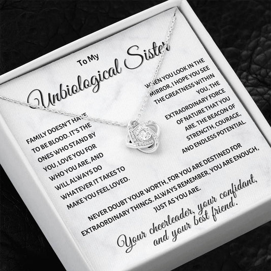 To My Unbiological Sister: A Bond Beyond Blood - Love Knot Necklace