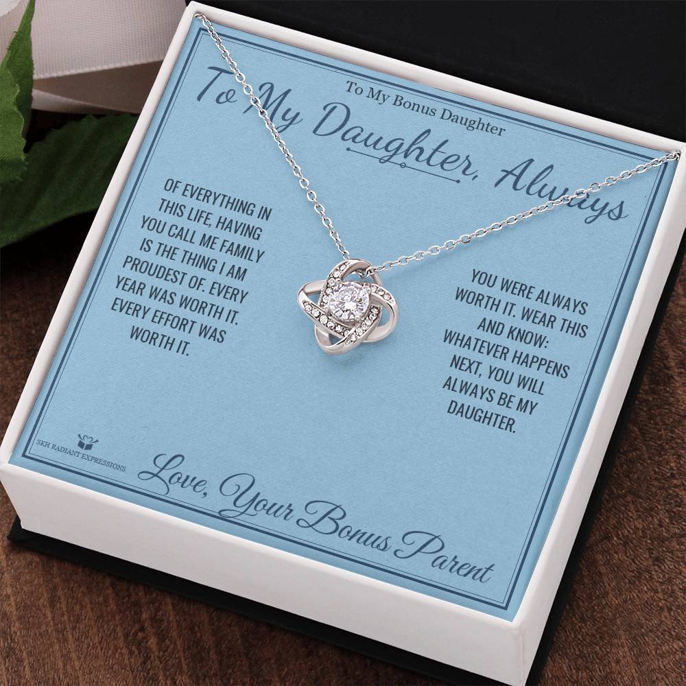 To My Daughter, Always - Love Knot Necklace for Stepdaughter