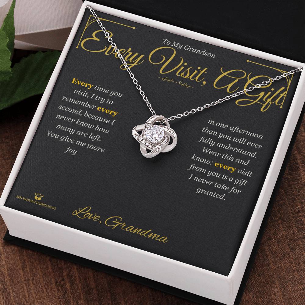 Every Visit, A Gift - Love Knot Necklace for Grandson