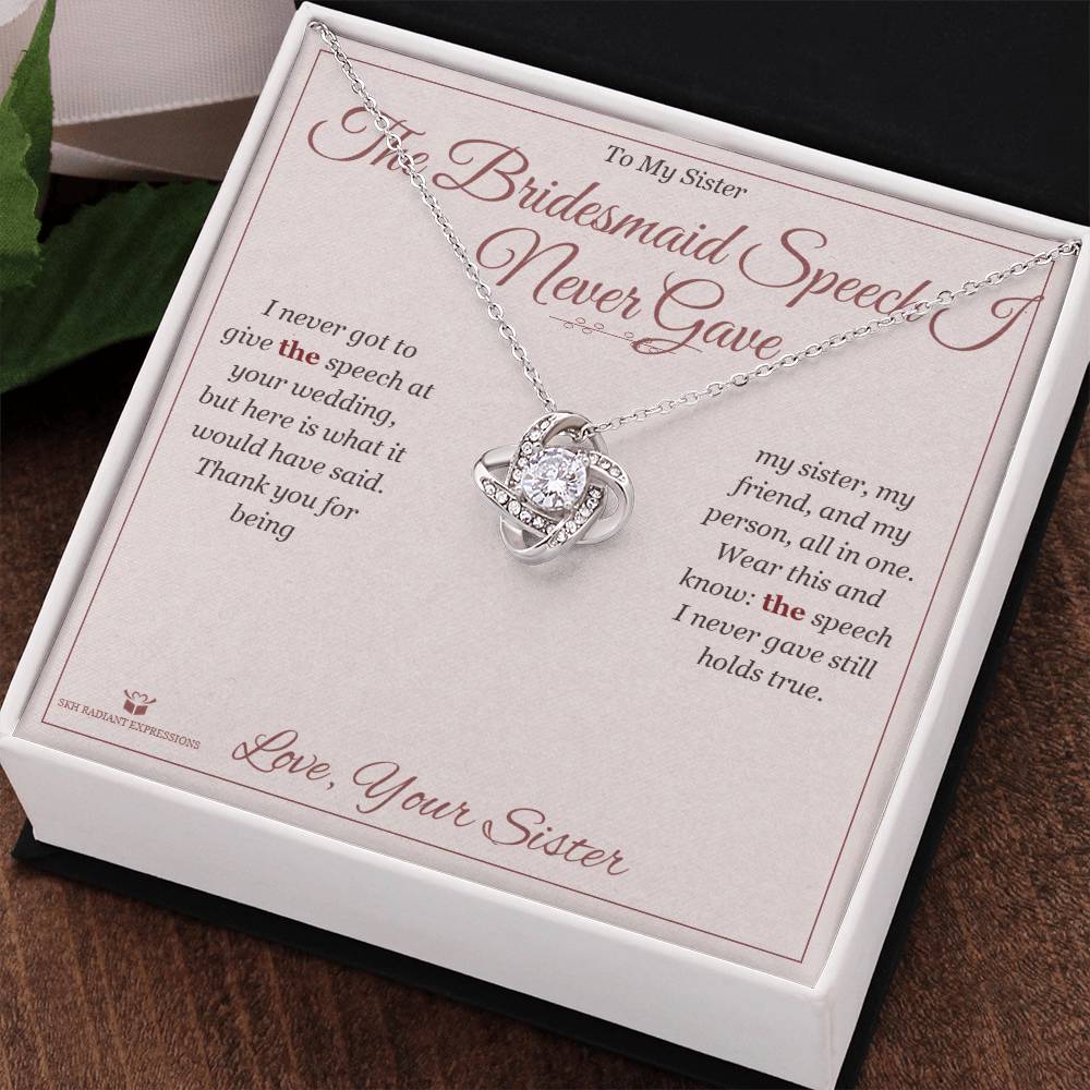 The Bridesmaid Speech I Never Gave - Love Knot Necklace for Sister