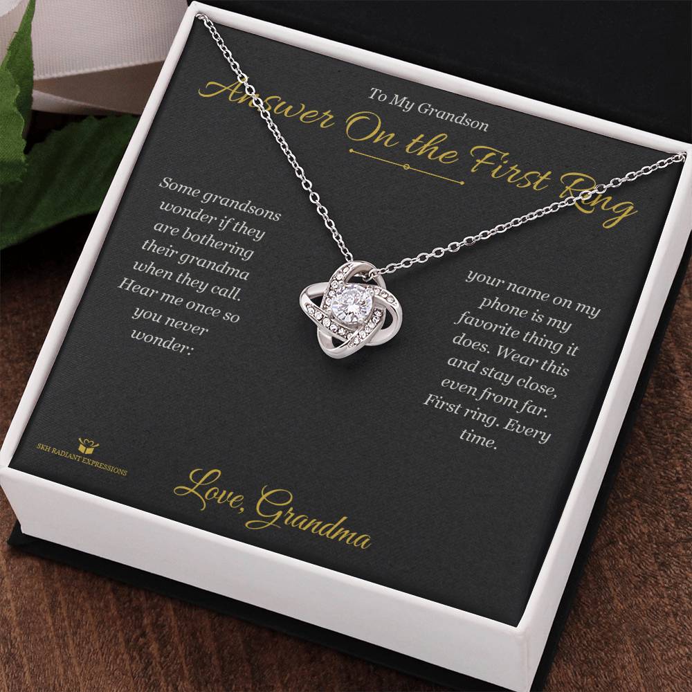 Answer On the First Ring - Love Knot Necklace for Grandson