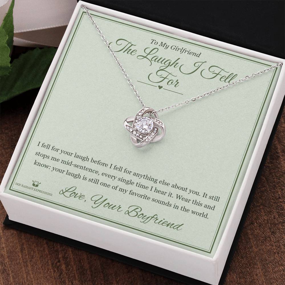 The Laugh I Fell For - Love Knot Necklace with Red Rose Box for Girlfriend