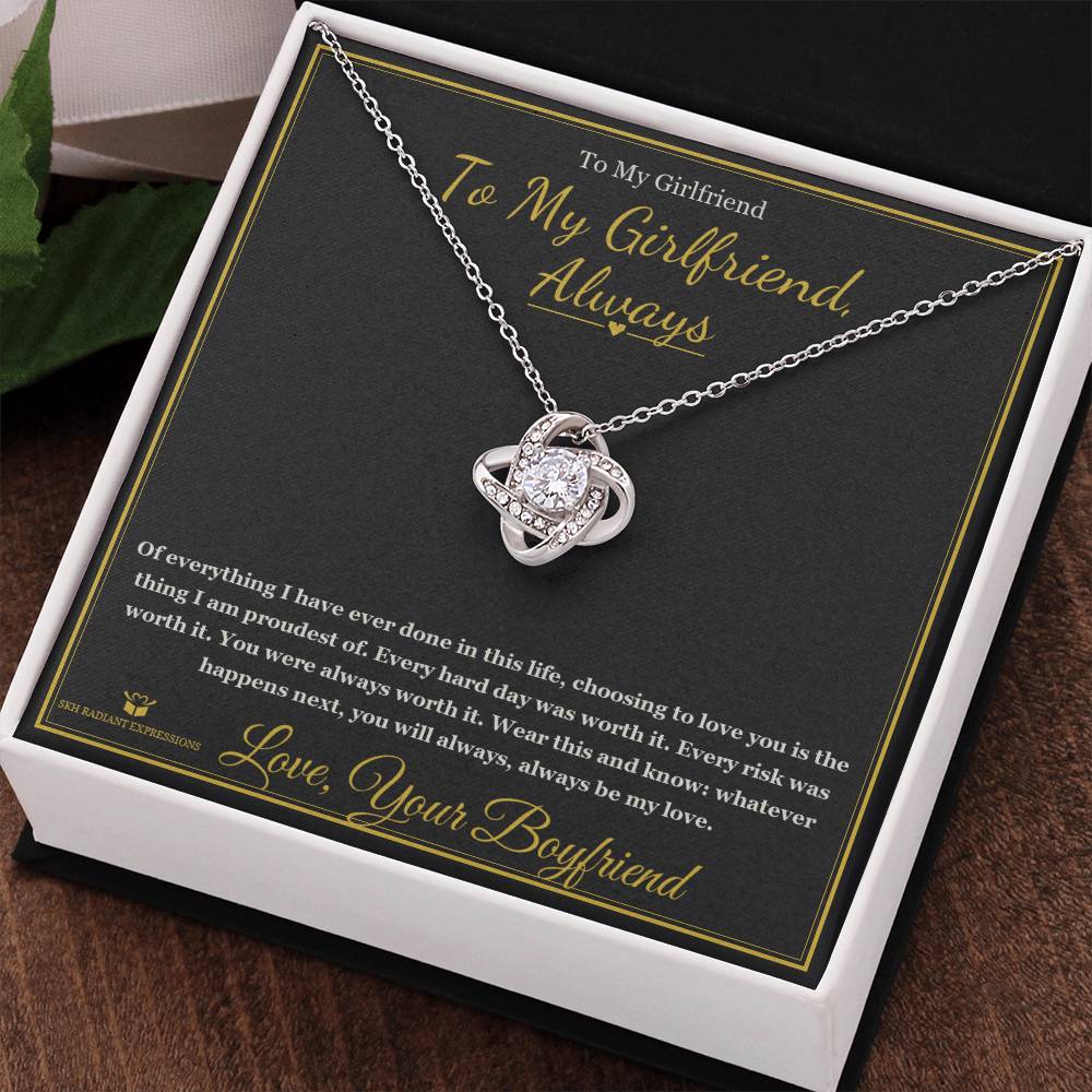 To My Girlfriend, Always - Love Knot Necklace for Girlfriend