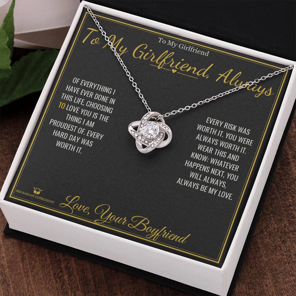 To My Girlfriend, Always - Love Knot Necklace for Girlfriend
