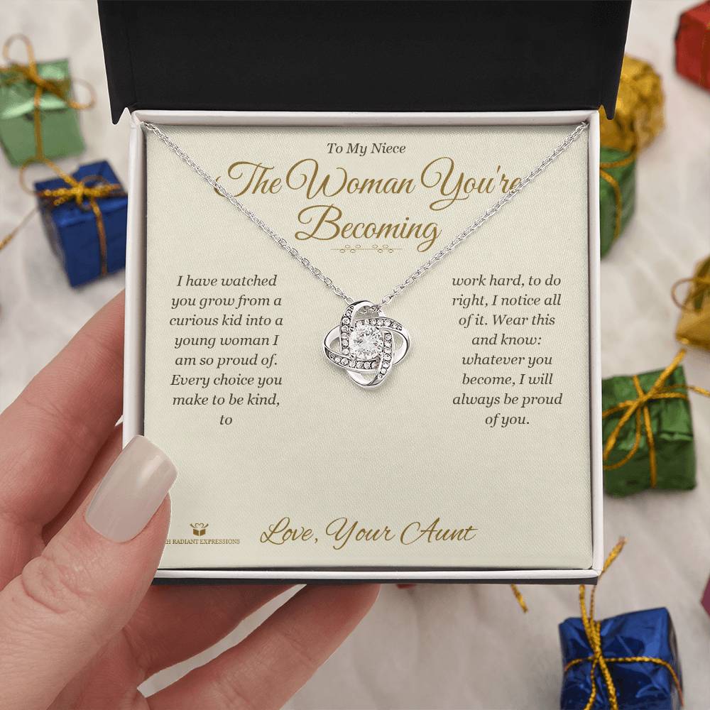 The Woman You're Becoming - Love Knot Necklace for Niece