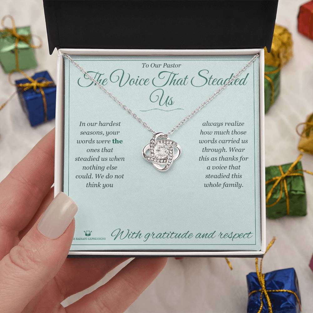 The Voice That Steadied Us - Love Knot Necklace for Pastor
