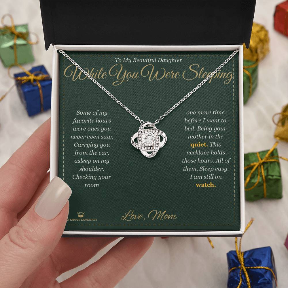 While You Were Sleeping - Love Knot Necklace for Daughter - personalized keepsake gift from SKH Radiant Expressions