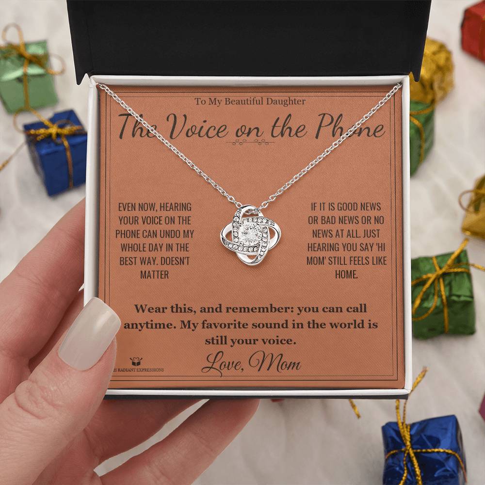 The Voice on the Phone - Love Knot Necklace for Daughter - personalized keepsake gift from SKH Radiant Expressions