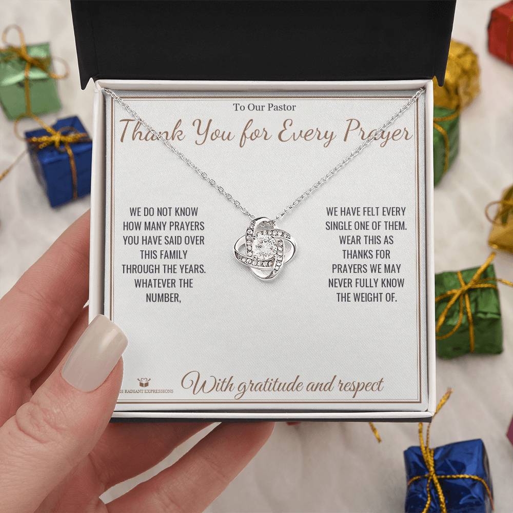 Thank You for Every Prayer - Love Knot Necklace for Pastor - personalized keepsake gift from SKH Radiant Expressions