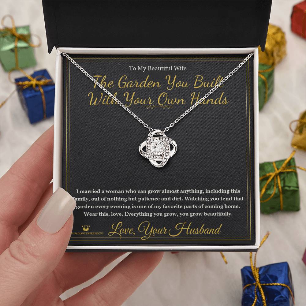 The Garden You Built With Your Own Hands - Love Knot Necklace with Red Rose Box for Wife