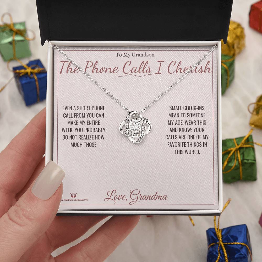 The Phone Calls I Cherish - Love Knot Necklace for Grandson