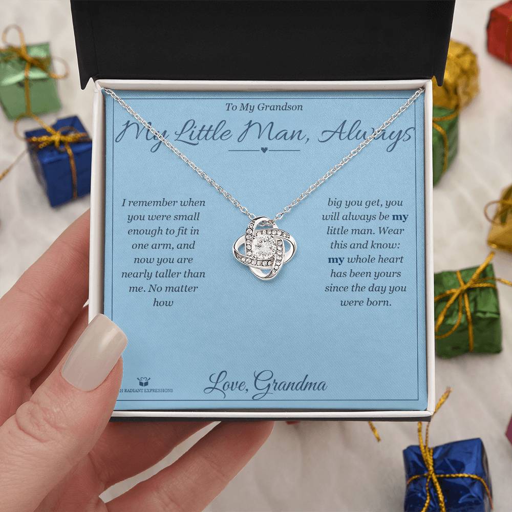 My Little Man, Always - Love Knot Necklace for Grandson
