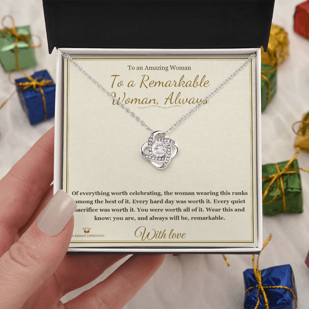 To a Remarkable Woman, Always - Love Knot Necklace for Her