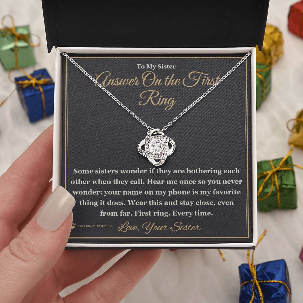 Answer On the First Ring - Love Knot Necklace for Sister