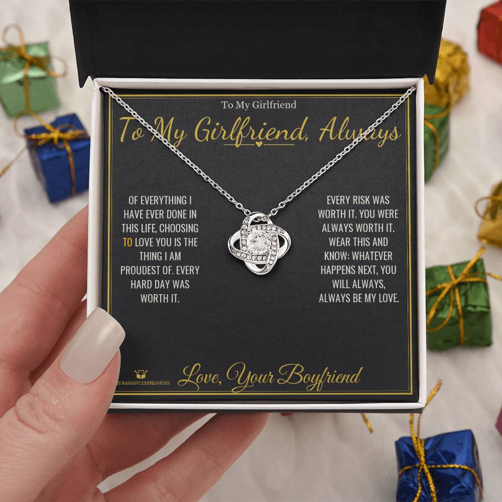 To My Girlfriend, Always - Love Knot Necklace for Girlfriend - personalized keepsake gift from SKH Radiant Expressions