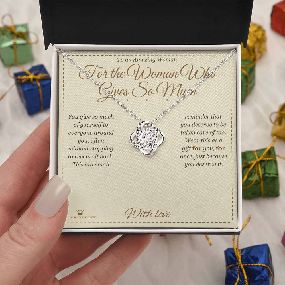 For the Woman Who Gives So Much - Love Knot Necklace for Her - personalized keepsake gift from SKH Radiant Expressions
