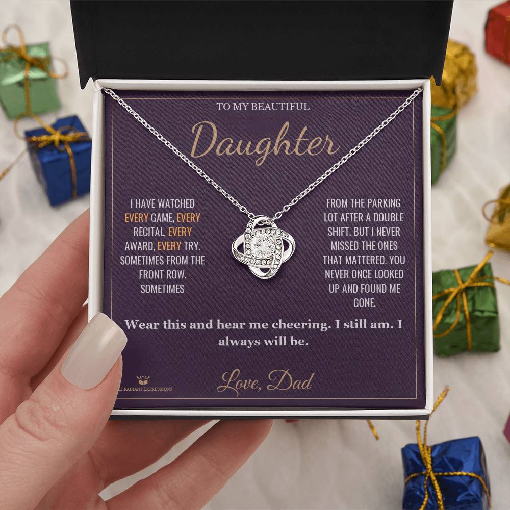 Your Loudest Fan - Love Knot Necklace for Daughter - personalized keepsake gift from SKH Radiant Expressions