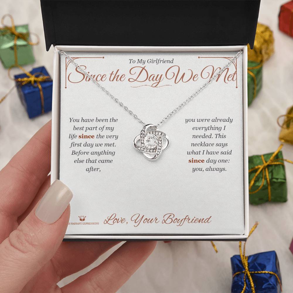 Since the Day We Met - Love Knot Necklace for Girlfriend - personalized keepsake gift from SKH Radiant Expressions