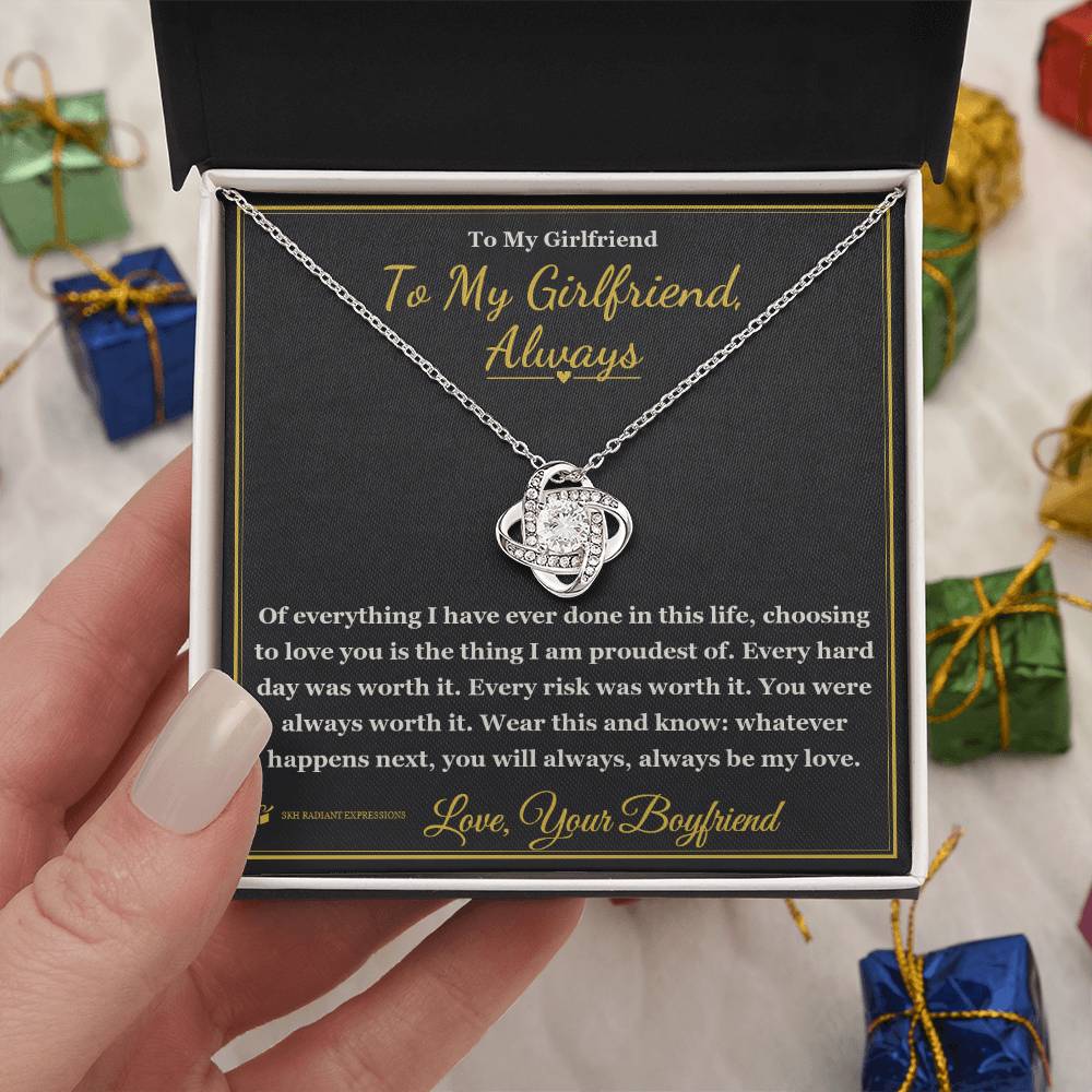 To My Girlfriend, Always - Love Knot Necklace for Girlfriend