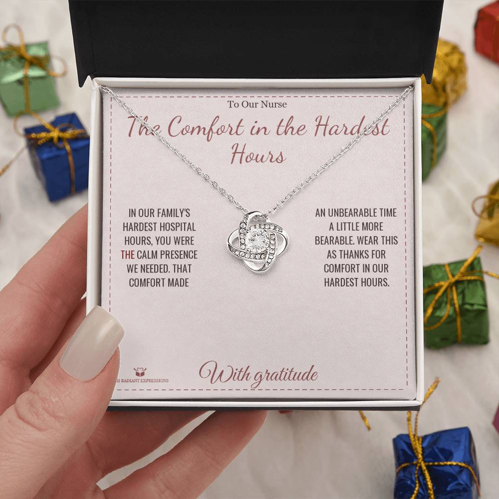 The Comfort in the Hardest Hours - Love Knot Necklace for Nurse - personalized keepsake gift from SKH Radiant Expressions