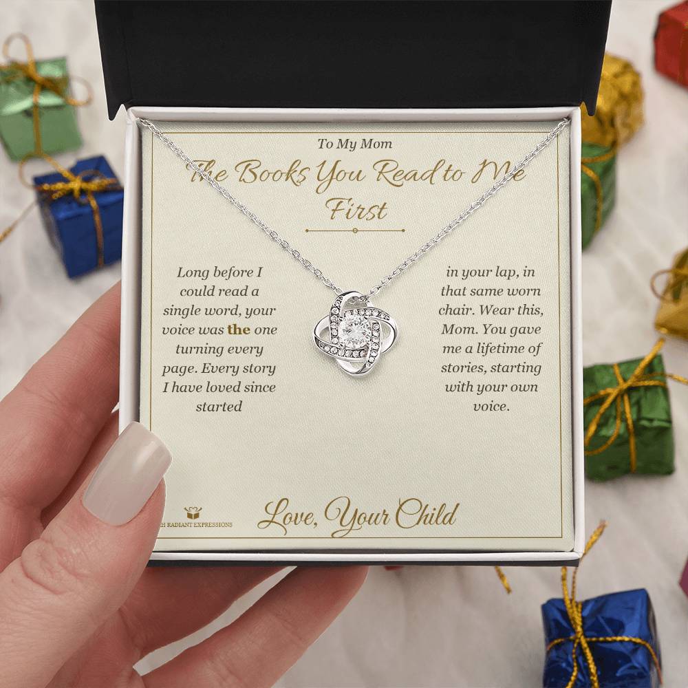 The Books You Read to Me First - Love Knot Necklace for Mom - personalized keepsake gift from SKH Radiant Expressions