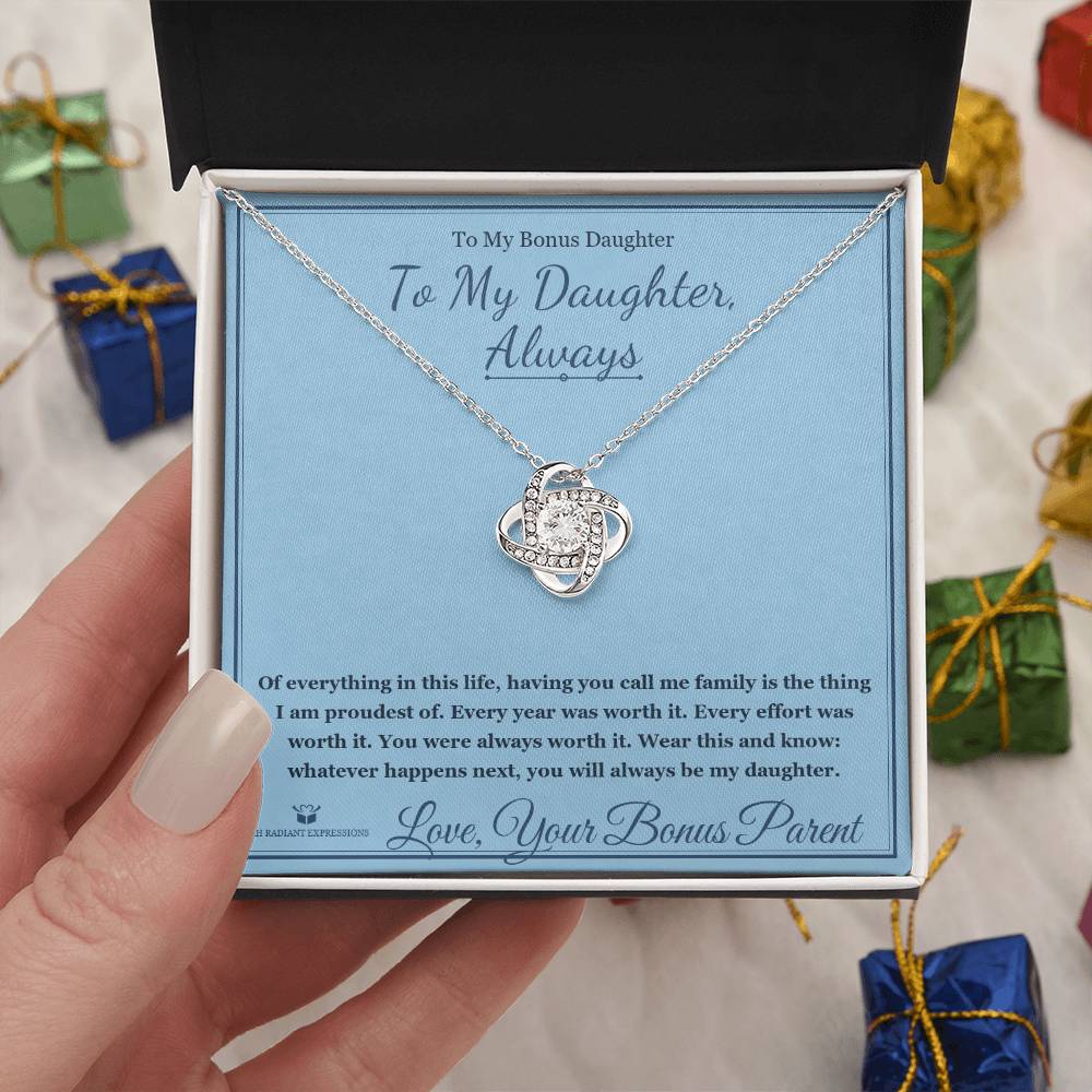 To My Daughter, Always - Love Knot Necklace for Stepdaughter