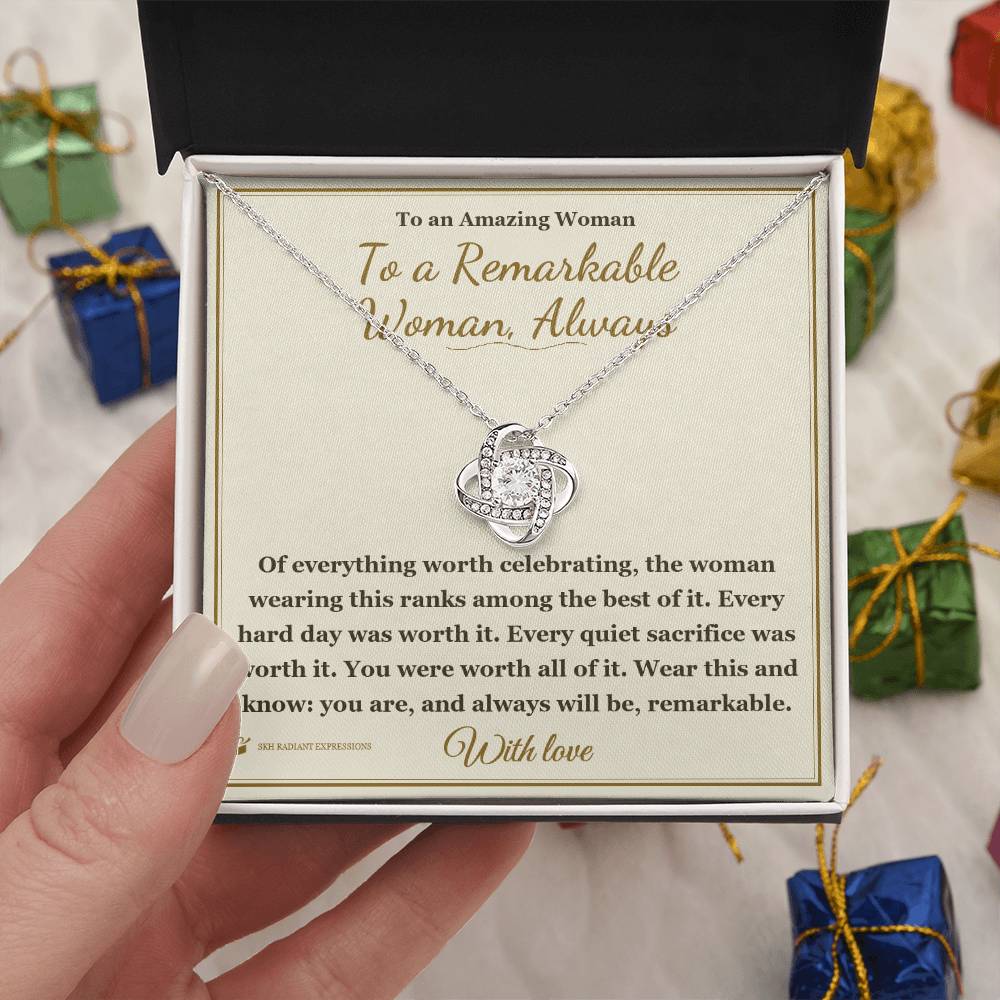 To a Remarkable Woman, Always - Love Knot Necklace for Her