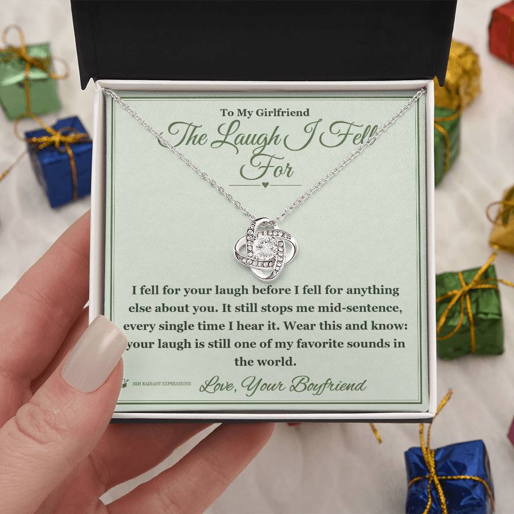The Laugh I Fell For - Love Knot Necklace with Red Rose Box for Girlfriend