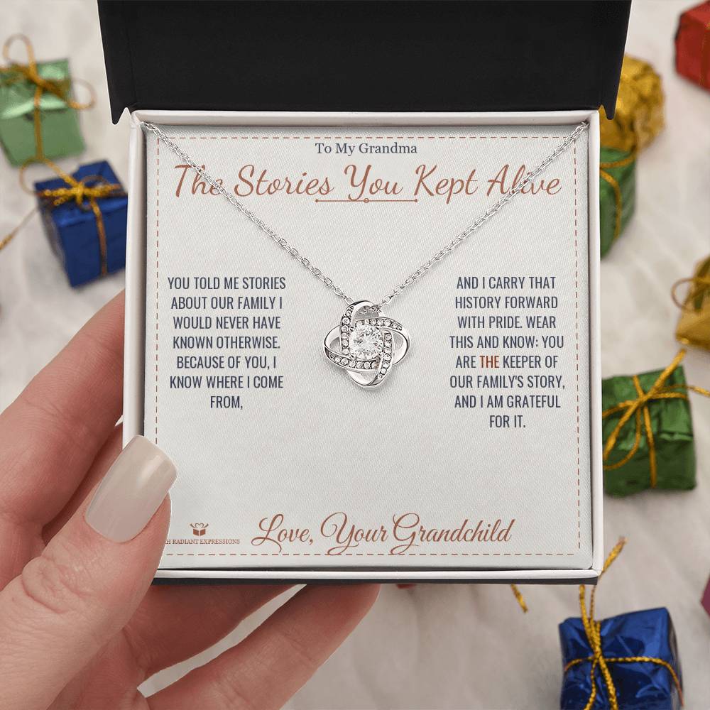 The Stories You Kept Alive - Love Knot Necklace for Grandmother