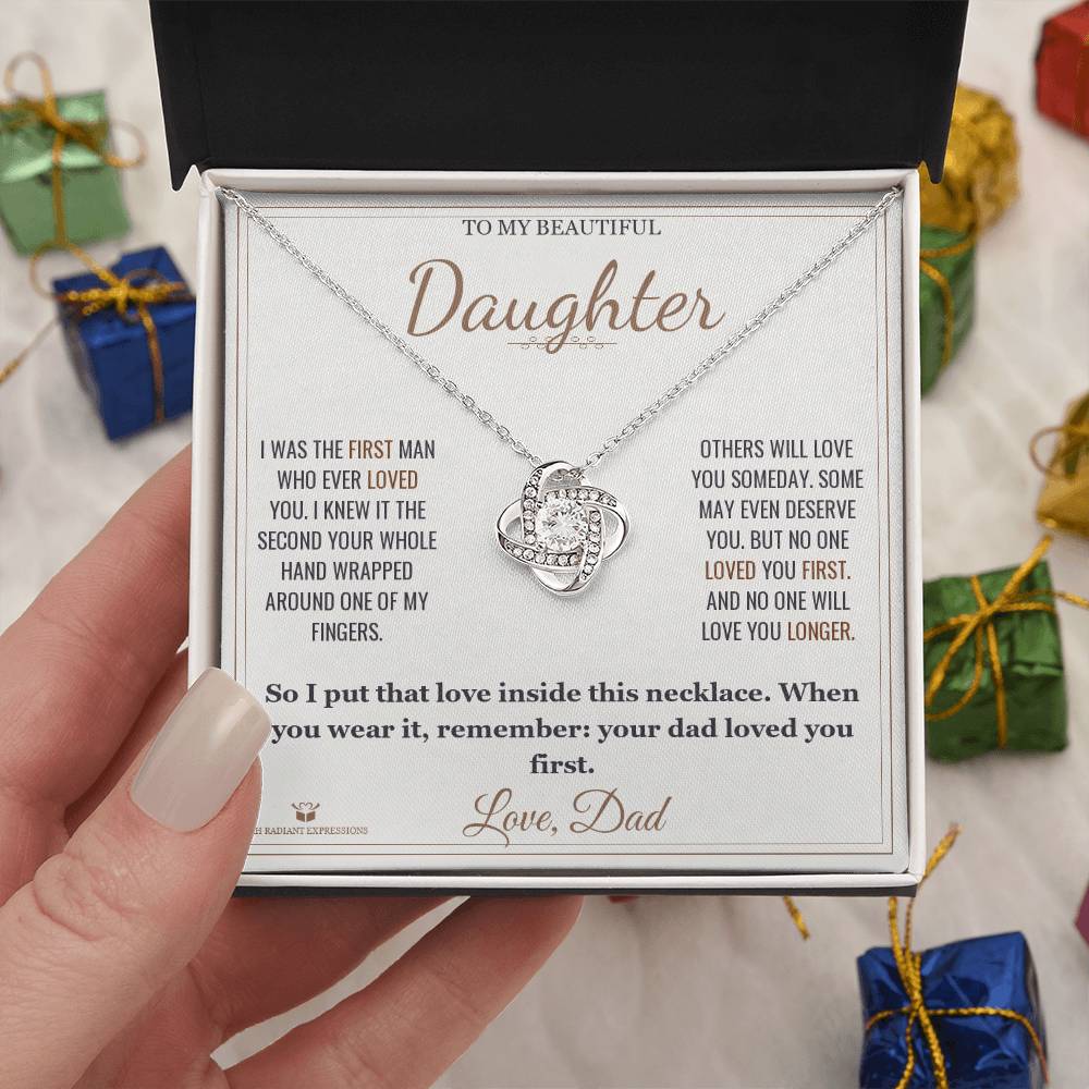 The First Man - Love Knot Necklace for Daughter - personalized keepsake gift from SKH Radiant Expressions